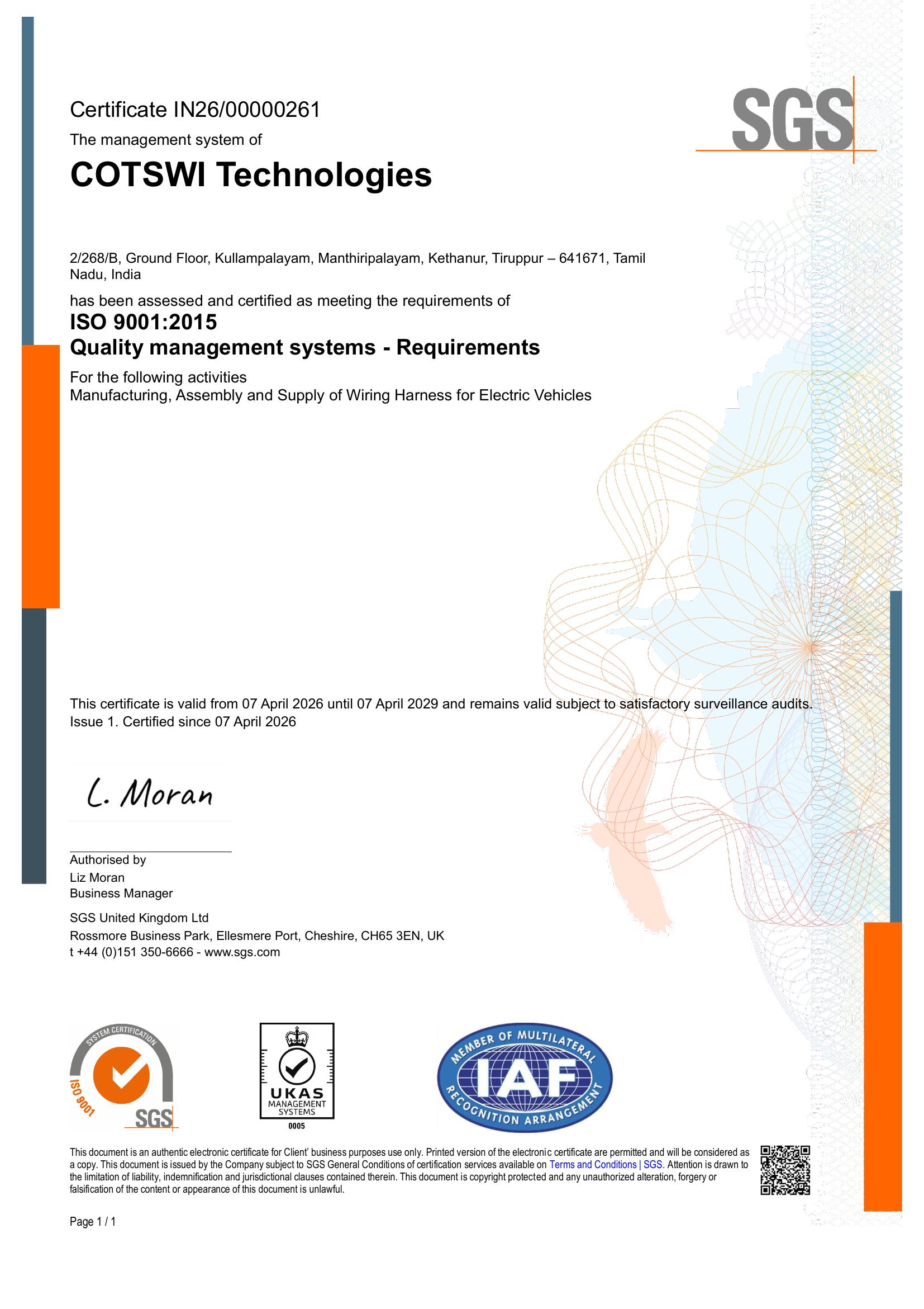ISO 9001 Certificate